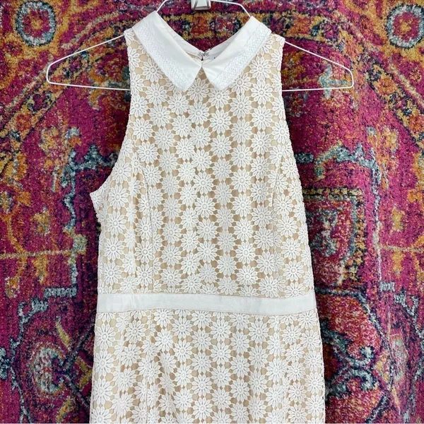 Anthropologie English Factory Flower Crochet Collar Sleeveless Fitted Dress - Image 2