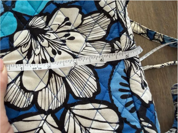 Women's Vera Bradley Quilted Floral Backpack One Size Blue White - Image 13