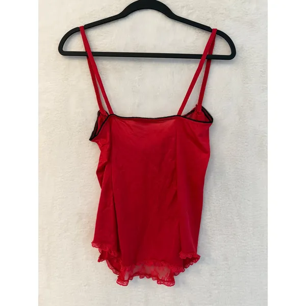 Bliss New York Red Lace Camisole Top Underwire Sweetheart Neckline Vintage Style - Image 6