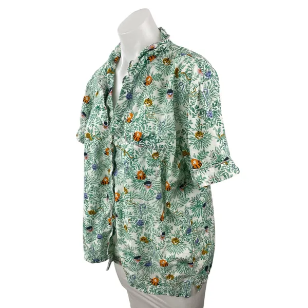 Roller Rabbit Women's Green Palm Tree Button Down Sleepwear Shirt Pajama Top XL - Image 3