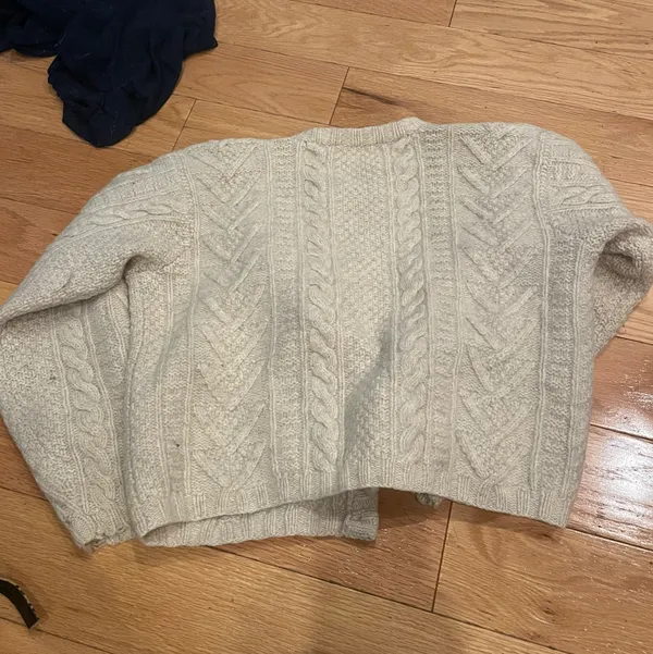 Vintage Cropped Wool Cardigan Tan - Image 2