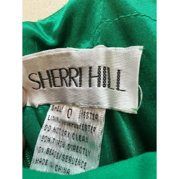 Sherri Hill Green Off The Shoulder Mini Cocktail Dress Size 0 Emerald Formal - Image 4