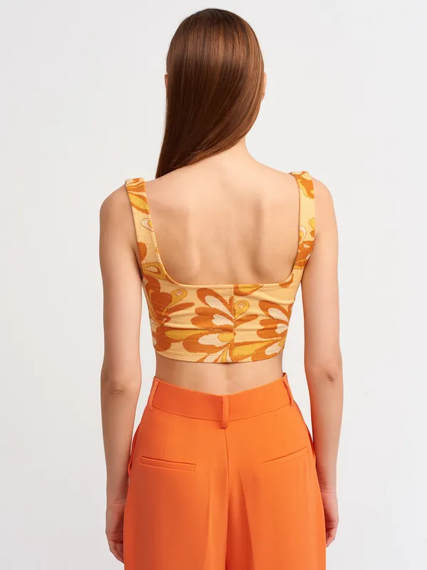 ZARA Floral Corset Bustier Crop Top - Image 4