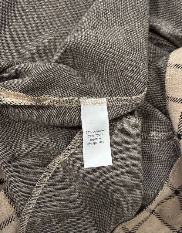 Maurices Plaid Duster Blazer Tan & Black Open Front Collared - Image 10