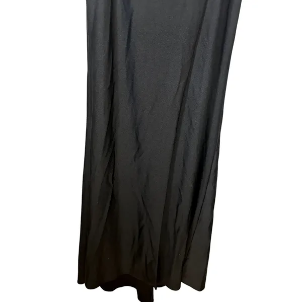 La Femme Maxi Dress Strapless Crisscross High Slit Full Length Black W US 0 NWT - Image 4