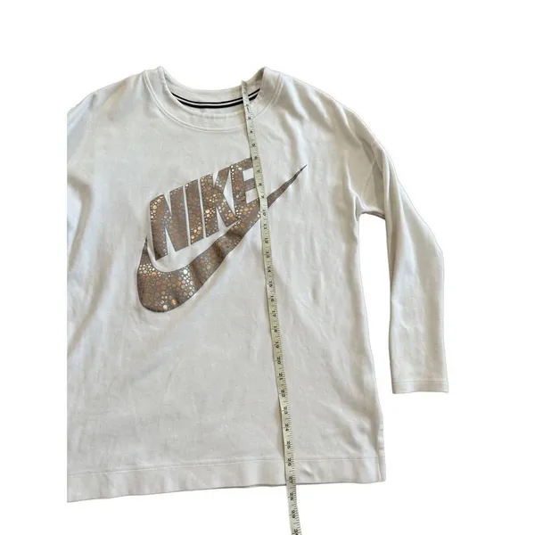 Nike Women's Rally‎ Metallic Fleece Crewneck Sweatshirt Ivory size M - Image 8