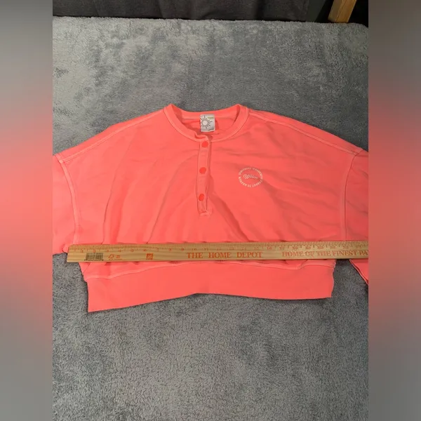 Aerie offline Coral Button-Up Cropped sweatshirt large - Image 4
