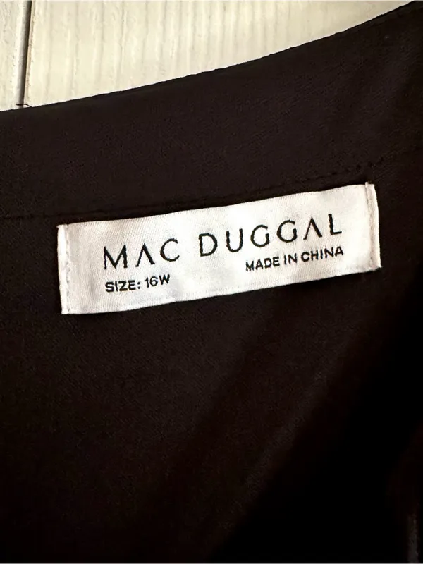 Mac Duggal Black V-Neck Long Sleeve Maxi Evening Gown Dress Plus 16W NEW 68442 - Image 8