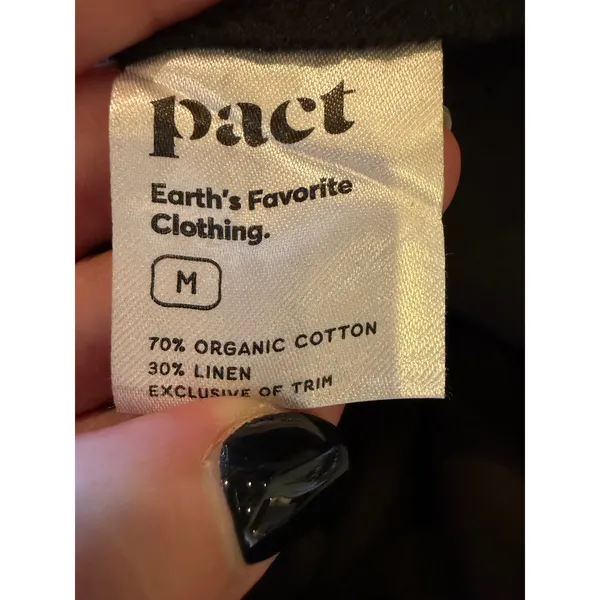 Pact Canopy Linen Blend Tank Dress Women Medium Black Smocked Maxi Lagenlook - Image 10