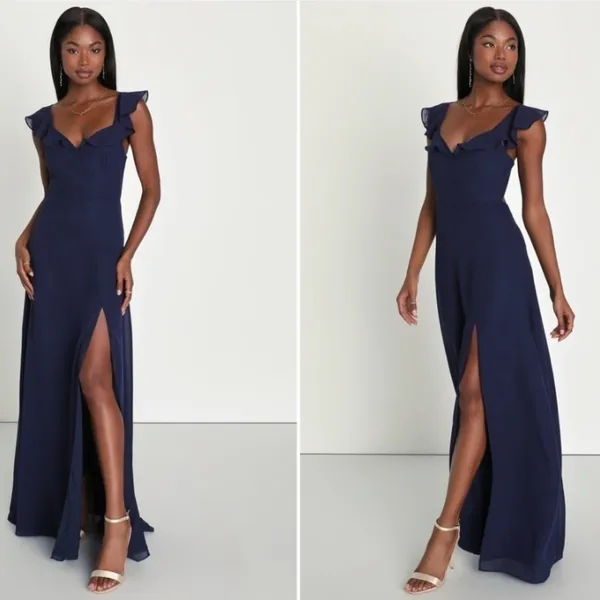 LULUS Prom Wedding Bridesmaid Elegant Romantic Flowy Chiffon Maxi - Image 4