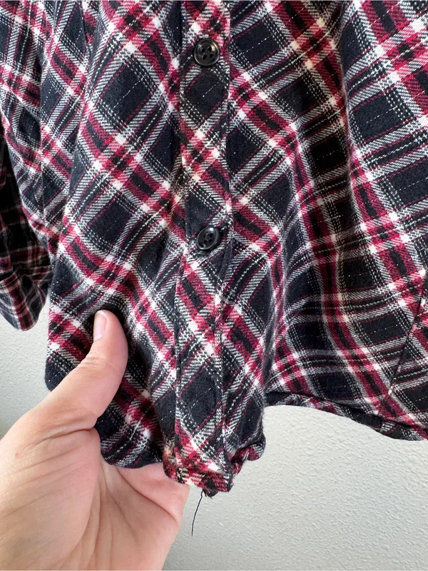 Harley Davidson Red Black Plaid Button Down Shirt Womens L Embroidered Flannel - Image 6