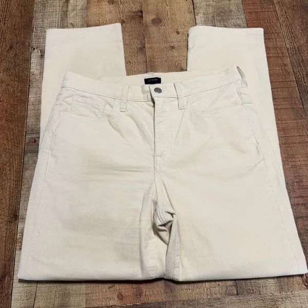 J. Crew Factory Women's Cream Corduroy Straight Leg Pants Sz 29 Classic Preppy - Image 2