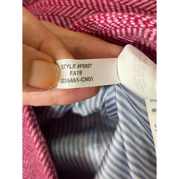 J.Crew Wool Blend Schoolboy Blazer Pink Herringbone Gold Button Size 4 - Image 7