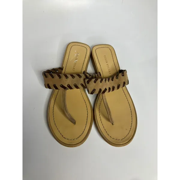 Colin Stuart Sandals‎ Womens 8 Tan Good Whipstitch Suede Thong Flat 160159-017 - Image 3