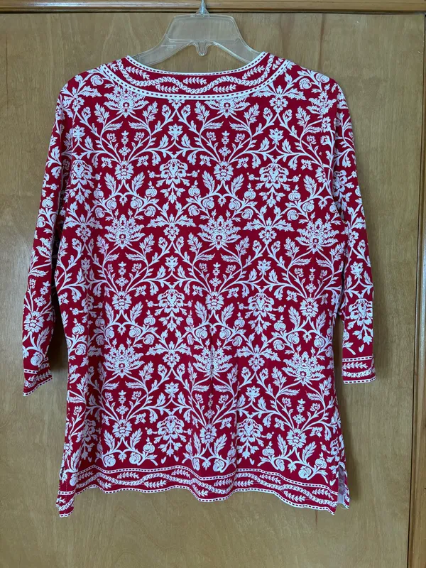 Talbots Red and White Floral Tunic Top - Image 4