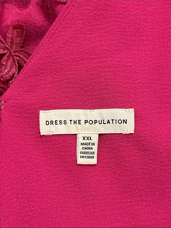 Dress The Population Darleen V-Neck 3D Floral Appliqué Midi Dress Size XXL - Image 15