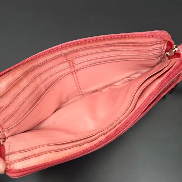 Coach Coral Daisy Leather Double Zip Wallet Wristlet - Image 11