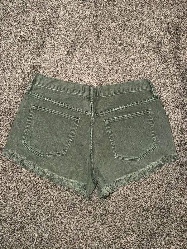 Free People We The Free Twenty-Seven Olive Green Distressed Shorts Size 27 - Image 3