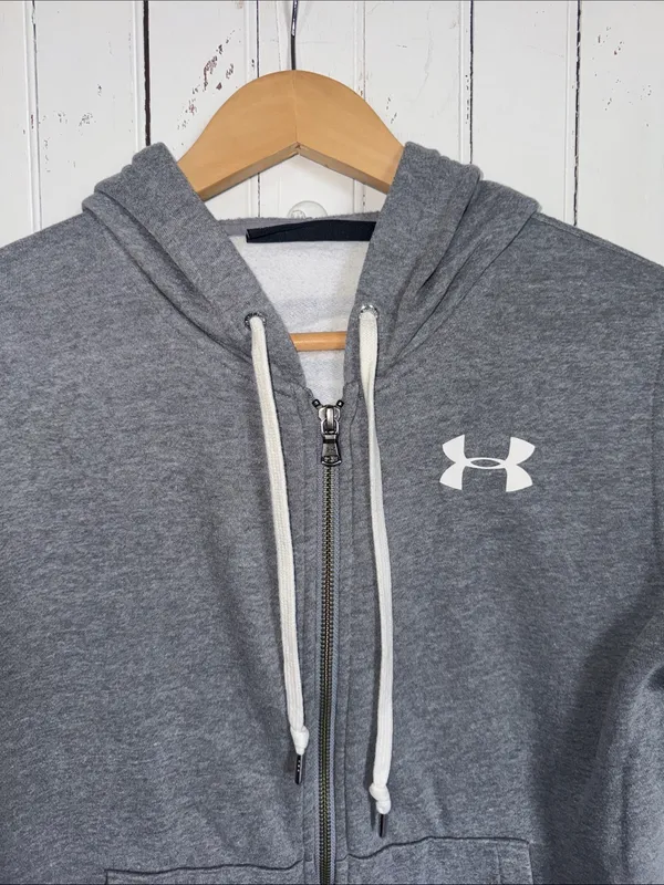 Under Armour Zip Up Hoodie Grey Size XS - Image 4