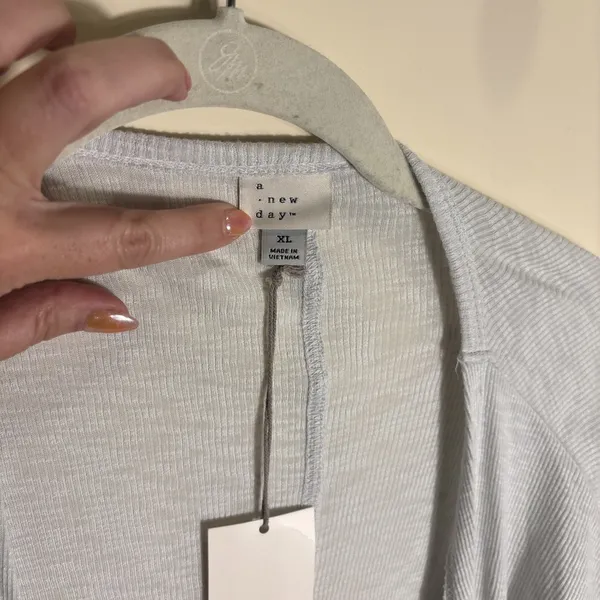 NWT A New Day Cotton/Modal Open Front Longline‎ Ribbed Gray Cardigan Size XL - Image 2