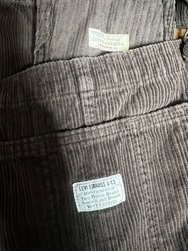 Levi’s Premium Wide Leg Corduroy Brown Overalls Women’s XS - Image 3