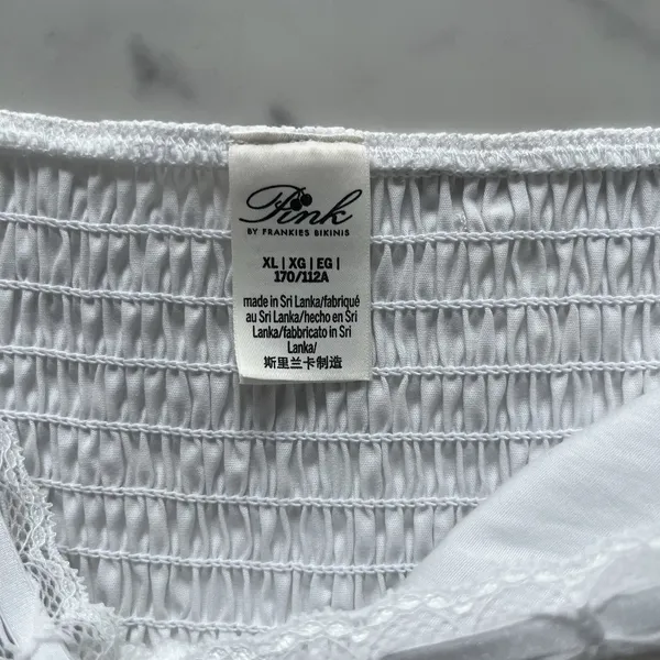 Frankies Bikinis x PINK Indiana tiered Midi Dress White XL Romantic lace prairie - Image 3
