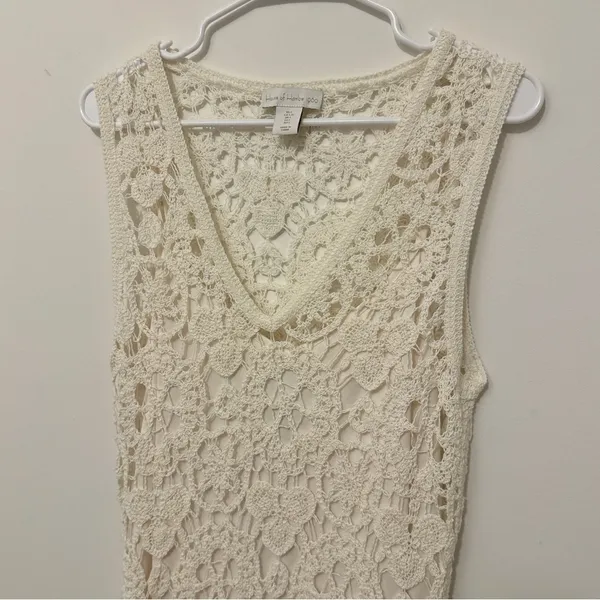 NEW REVOLVE House of Harlow 1960 Crochet Dress Size Large Knit Long Ivory beige - Image 3