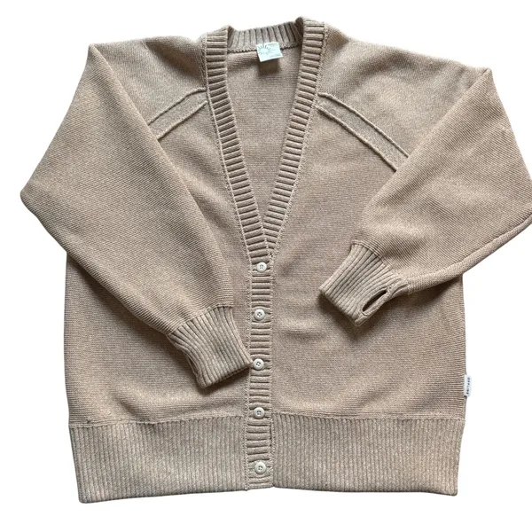 Offline by Aerie Tan Marl V-Neck Button Front Cardigan Sweater Thumbholes Medium - Image 2