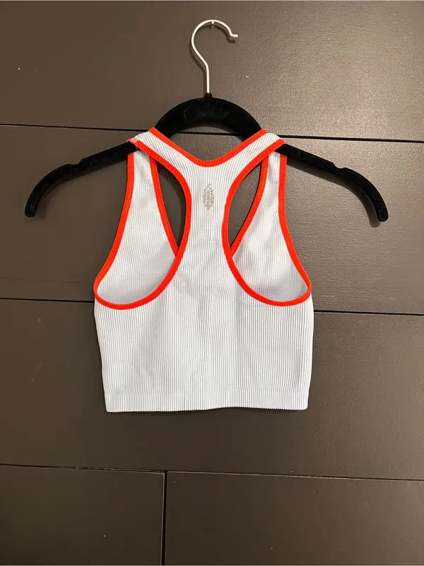 FREE PEOPLE Ribbed Light Blue Sports Bra Crop Tank Top Women’s Sz S EUC - Image 3