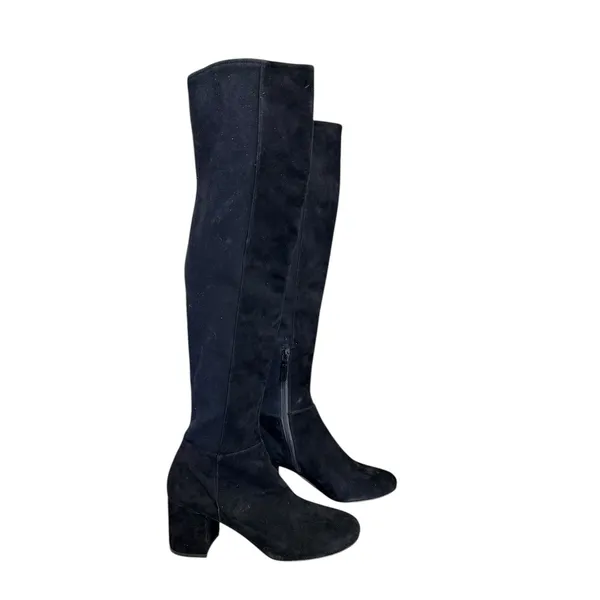 Cole Haan Elnora Black Suede Over The Knee Block‎ Heel Boots 8.5B - Image 2