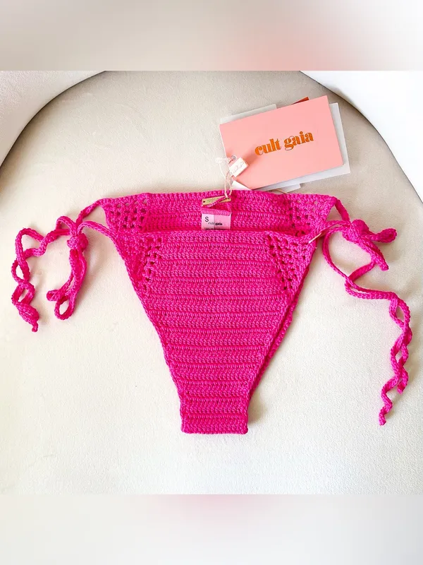 Cult Gaia Alivia Bikini Bottom Crochet Bloom Pink Small NWT - Image 2
