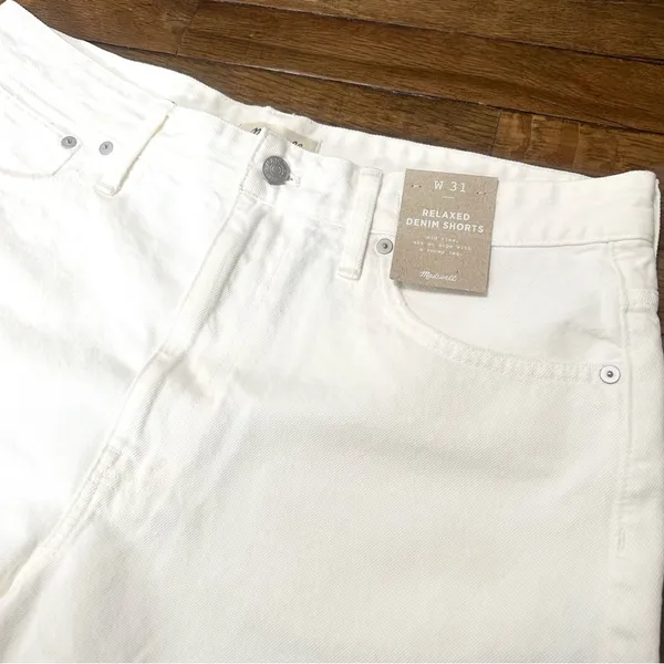 NWT Madewell Relaxed Denim Shorts in Tile White ND717 31 - Image 6