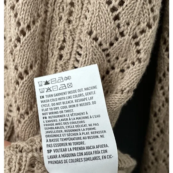American Eagle Crochet Knit Sweater Size XL Tan Pointelle Boho Romantic Y2K - Image 8