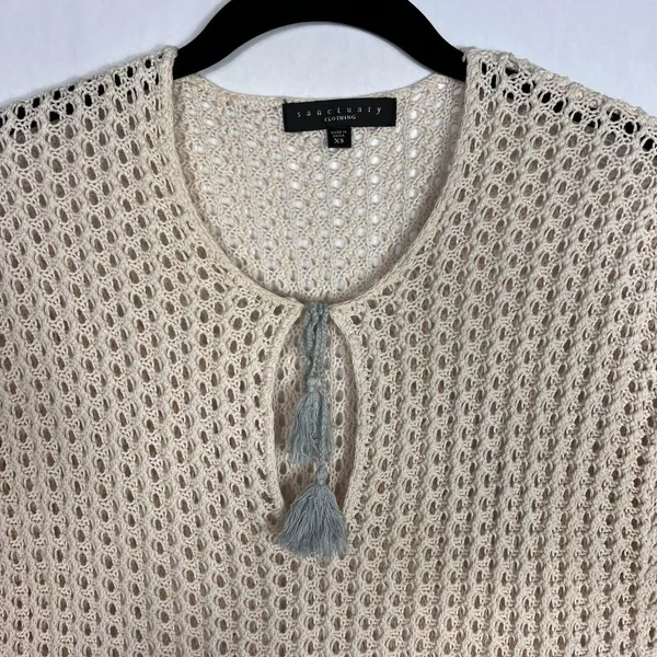 Sanctuary Swim Cover Up Womens Small Ivory Multi Boho Open Knit Crochet Top - Image 4