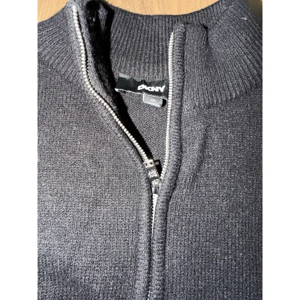 DKNY Black White Striped Quarter Zip Sweater Nautical Coastal Old Money Scandi - Image 8