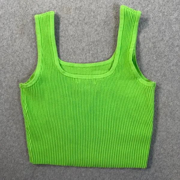 GB Gianni Bini Women's Small Neon Green Ribbed Knit Scoop Neck Cropped Tank Top - Image 6