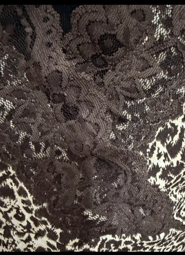 Cato Brown animal pattern lace tank top- large. **Refer to measurements for actual size as tag removed. Gently warn and very good condition. Large is estimated at 19” from armpit to armpit x 23”. Non-smoking home. priced to sell at as is condition. Don’t like my price, make reasonable offer! And thank you for checking my closet. - Image 5