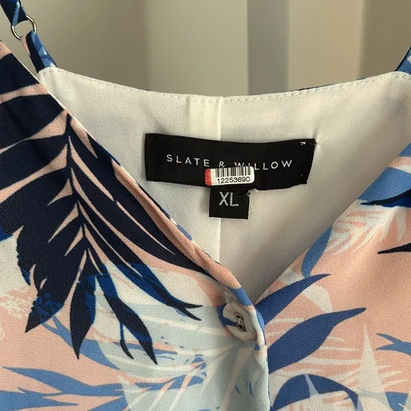 Slate & Willow Handkerchief Hem Dress Tropical Print Maxi Dress Size XL - Image 8