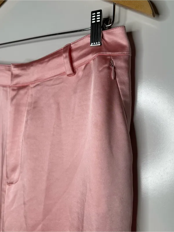 Good American Bubble Pink Satin Trousers Dress Pants Size 6/28 - Image 8