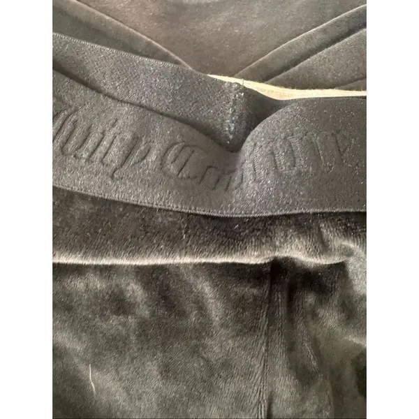 Juicy Couture Black Velour Sleep Shorts Rhinestone Logo Lounge Shorts Size M - Image 6