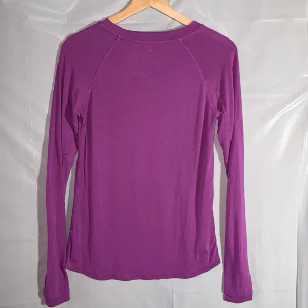 Free Fly Womens Bamboo Performance Long Sleeve Top Purple Raglan Thumbhole Small - Image 2