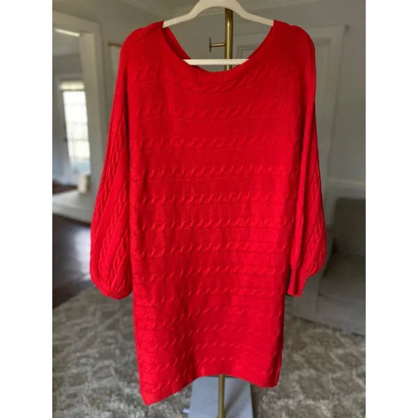 Vine & Love Midi Dress Knit Sweater Cable Red Festive‎ Christmas S Holiday Cozy - Image 3