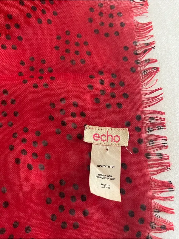 Echo Red Polka Dot Fringed Scarf - Image 9