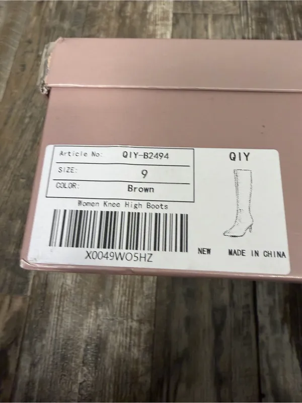 QIY Brown Knee-High Pointed Toe Stiletto Boots Size 9 - Image 13