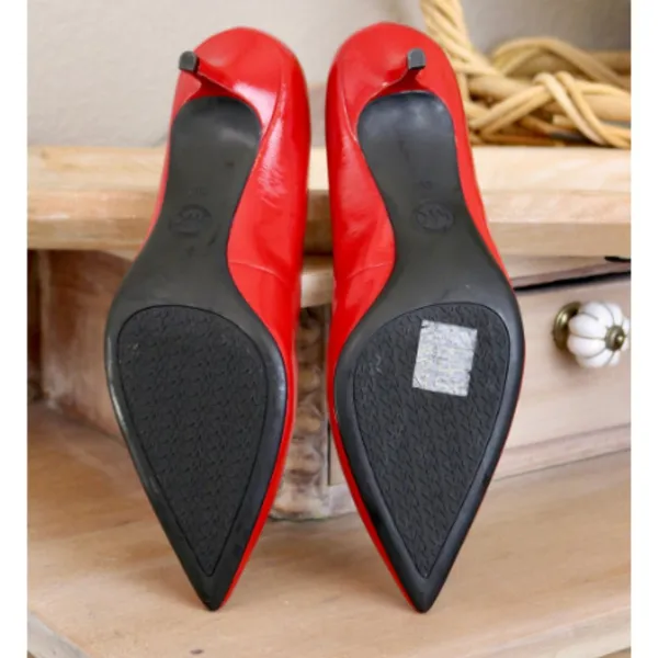 Michael Kors Red Patent Leather Pointed-Toe Stiletto Heels - Image 5