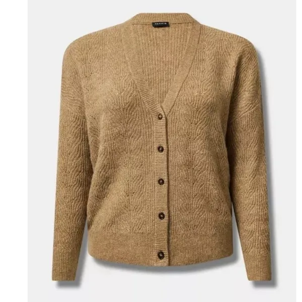 NWT Torrid Beige Vegan Cashmere Button Up Cardigan Sweater‎ Size 1X - Image 5