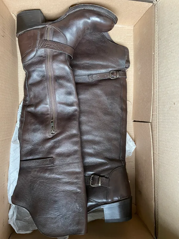 Stetson Bianca Over The Knee Brown Leather Zipper Fashion Riding Boots - Image 7
