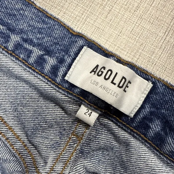 Agolde denim button fly‎ raw hem Ripley jeans size 24 - Image 3