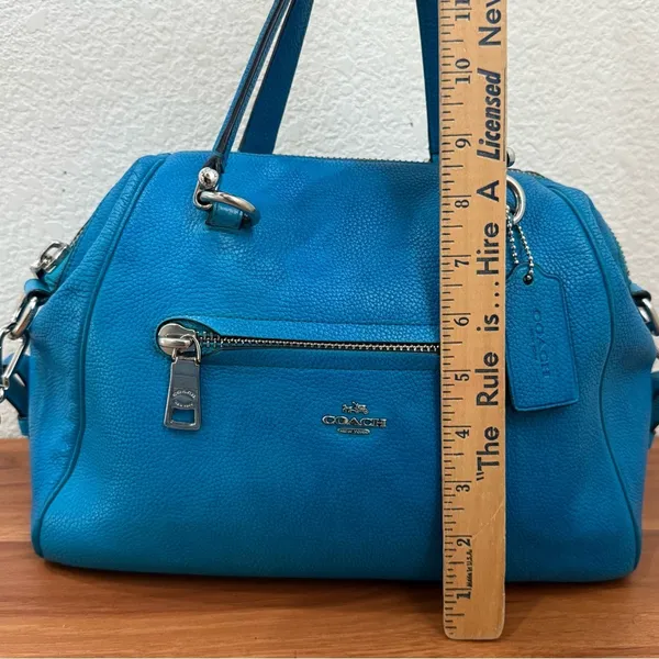 COACH Prairie Pebbled Leather Turquoise Color Satchel Crossbody RECOLORED! READ - Image 11