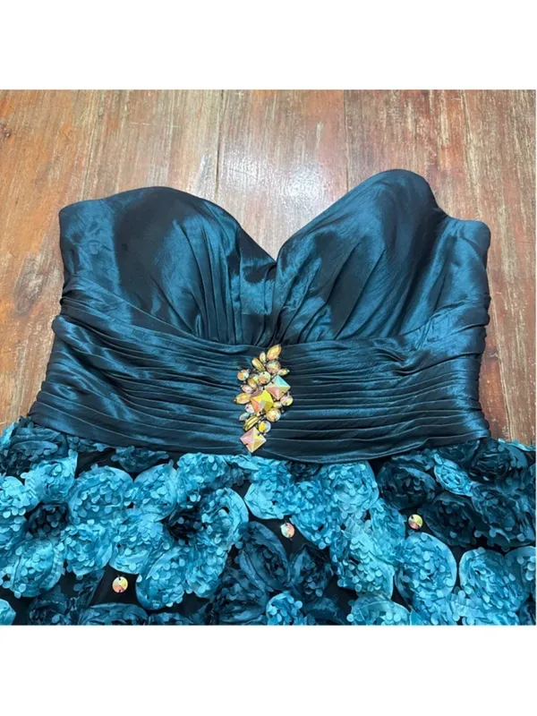 Blush Prom Teal Strapless Teacup Dress Size 12 - Image 2